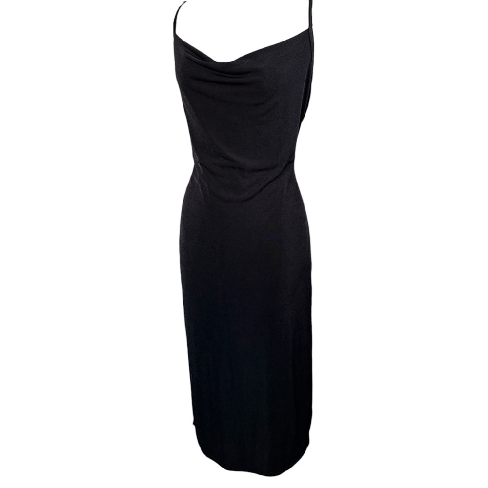 Forever 21 black maxi dress with cowl neckline and spaghetti straps. Size: L